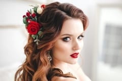 Beautiful bride portrait with bright make-up